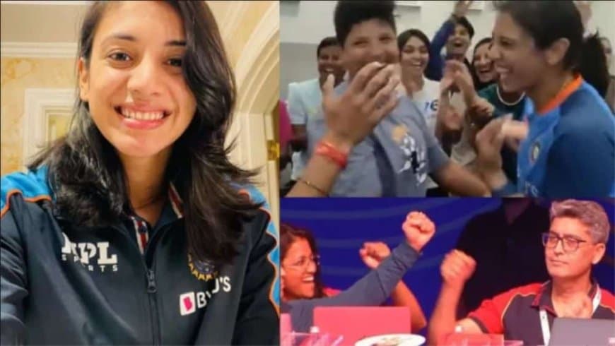 Watch: Smriti Mandhana, team India celebrate she got sold to RCB for 3.4 Crores in WPL Auction