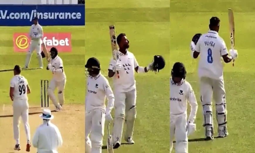 WATCH - Cheteshwar Pujara smashes a staggering century for Sussex in their first match of the County Championship