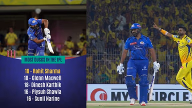 Image for IPL 2025: Rohit Sharma equals record of joint most ducks after getting out for zero versus CSK