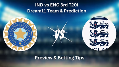 Image for IND vs ENG 3rd T20I Dream11 Prediction, Dream11 Team, Probable XI, Head-to-Head, Pitch Preview & More