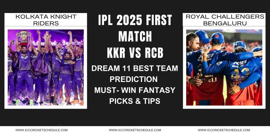 IPL 2025 First Match: KKR vs RCB Dream11 Best Team Prediction – Must-Win Fantasy Picks & Tips.