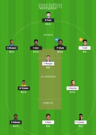 DC Vs KKR My Dream 11 Team