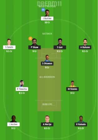 DC Vs RR Dream11 Team 2 for Today match