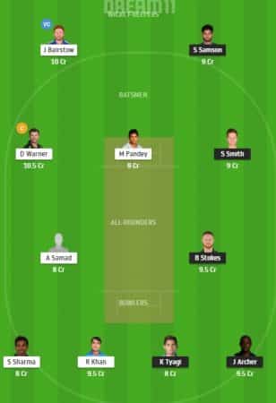 RR Vs SRH Dream11 Team