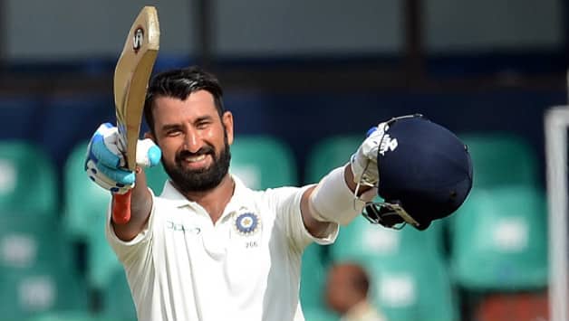 Cheteshwar Pujara scoring century against Sri Lanka