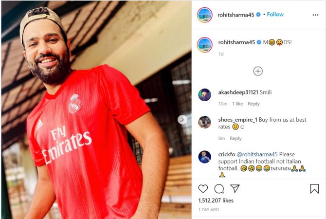 Rohit sharma on Instagram