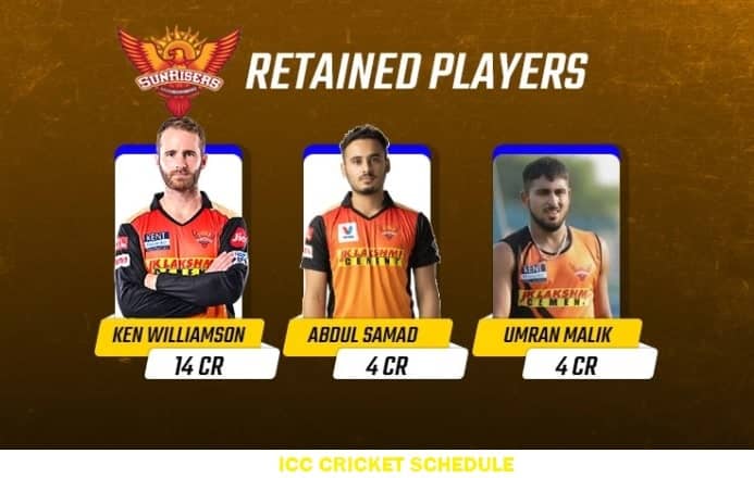 SRH Retained players IPL2022 min