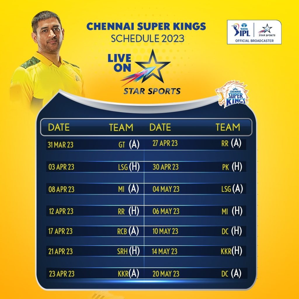 CSK Shedule