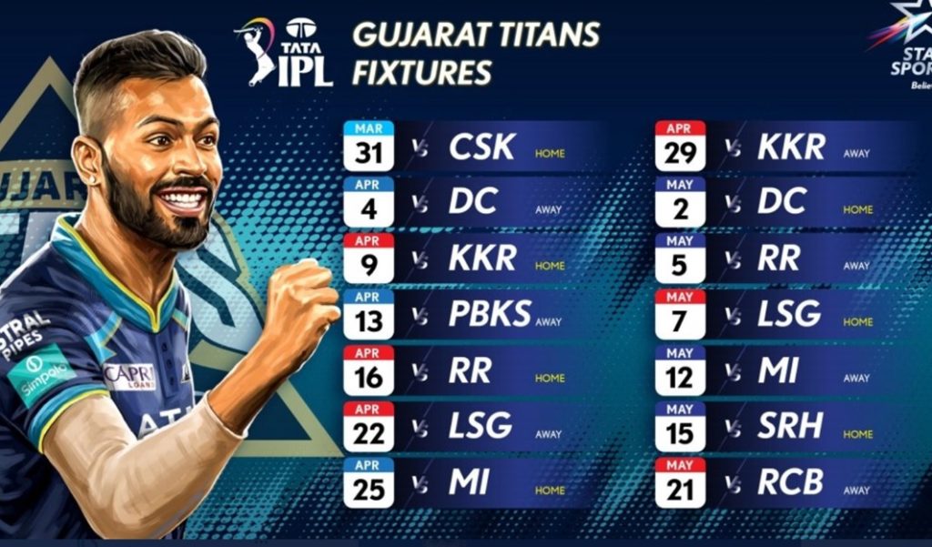 GT IPL 2023 Schedule