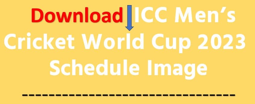 World Cup 2023 Schedule PDF