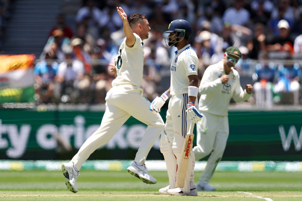 Kohli dismissed by Hazelwood